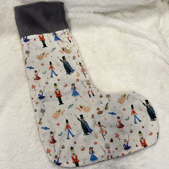 Homemade Christmas Stocking Rifle Paper Company Nutcracker Fabric 20” Holiday - Picture 1 of 5